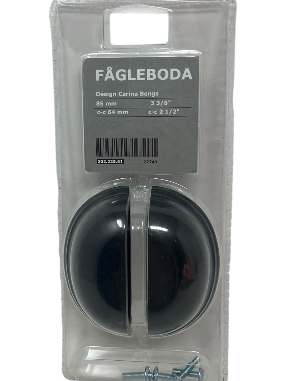 Ikea Fagleboda Drawer Pull Handles Pack of 2 BLACK 3 3/8" Kitchen Cabinet Bengs